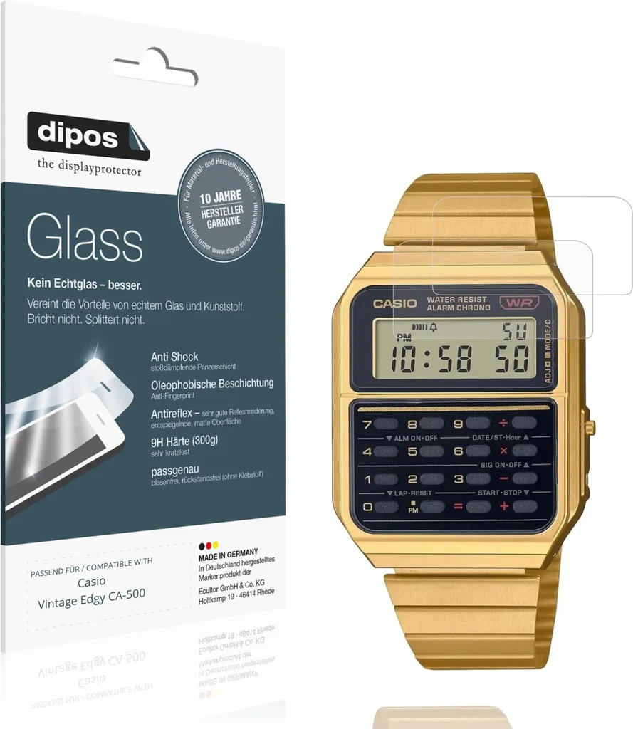 Set Protezione Casio Vintage Edgy CA-500 - 2x Vetro Flessibile 9H