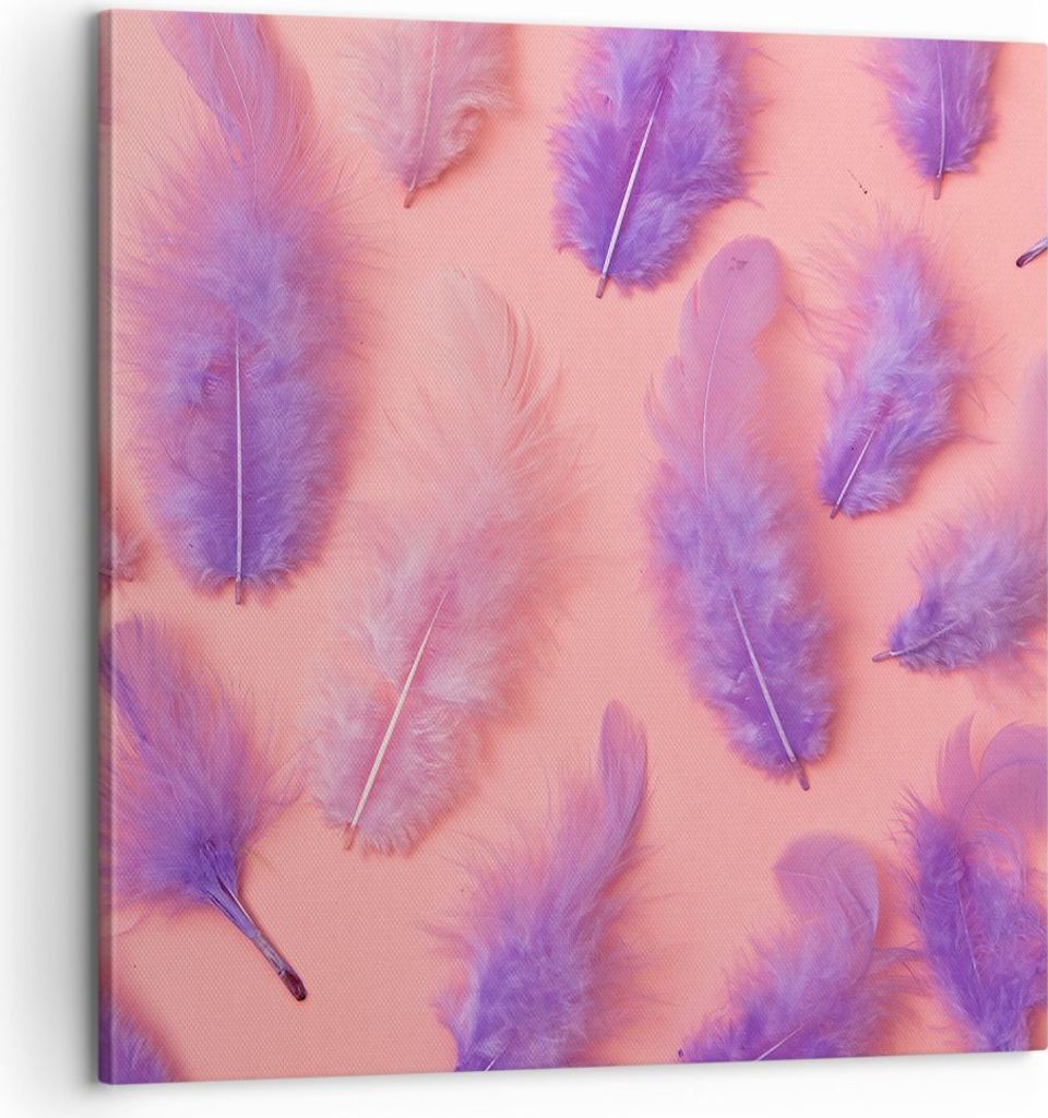 Bild auf Leinwand - Leinwandbild - Vogel Feder Farbe Komposition - 60x60cm - Wand Bild - Wanddeko - Leinwanddruck - Bilder - Kunstdruck - Wanddekor...
