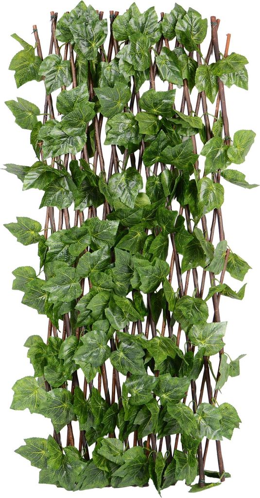 Sichtschutz aus Weide mit Blättern