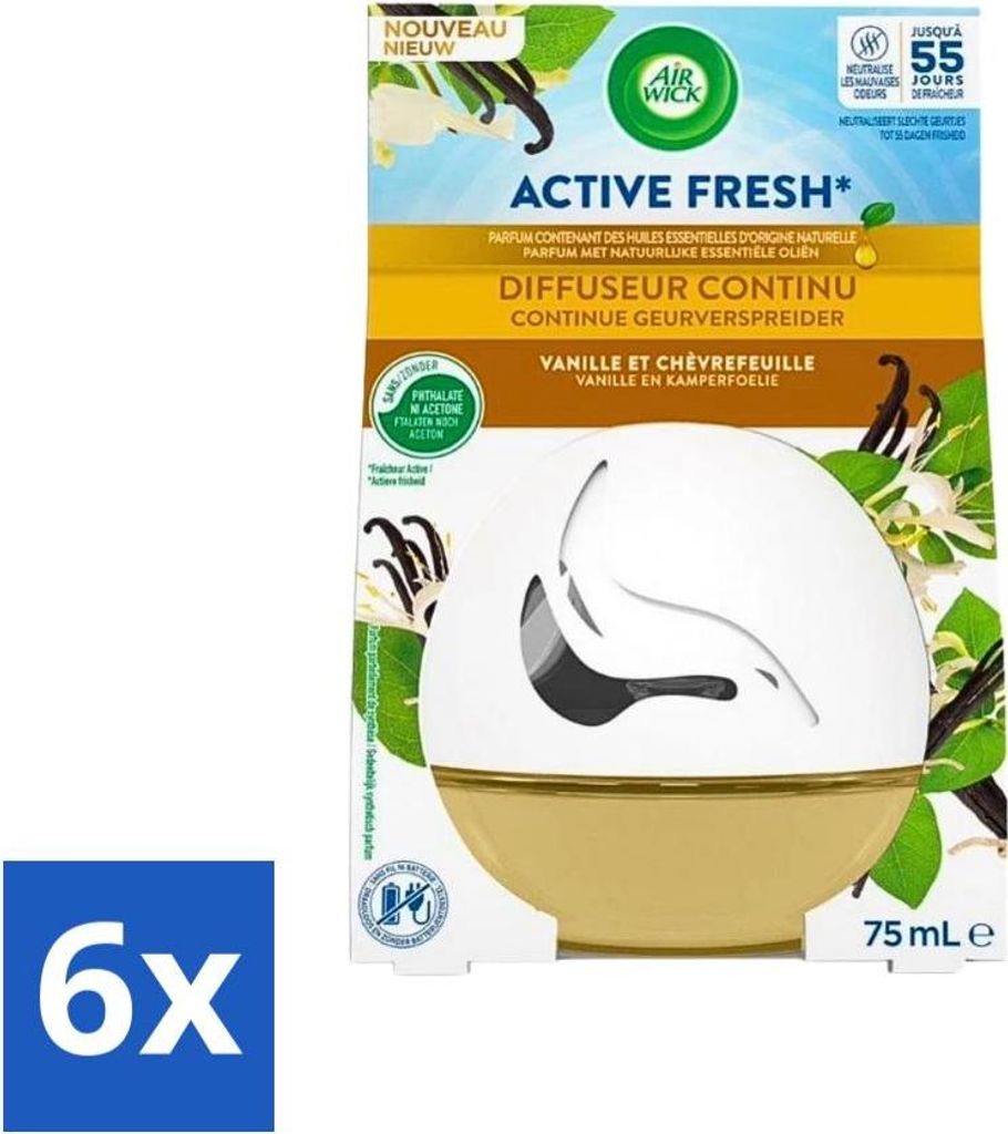 Air Wick Decosphere – Lufterfrischer – Vanille & Geißblatt – 75 ml - Vorteilspack - 6 Stücke