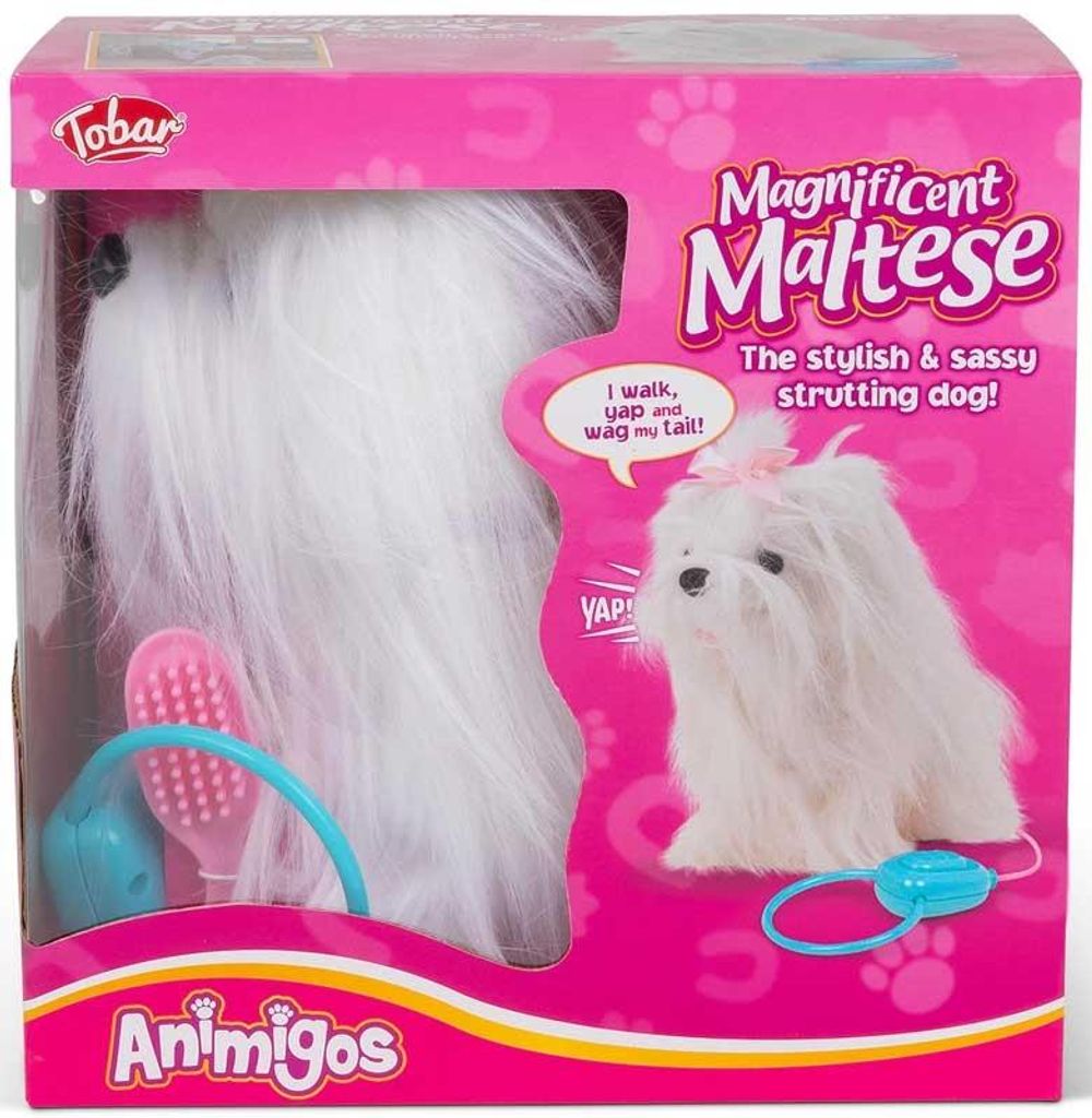 Tobar Plüschhund Malteser Kuscheltier weiß 29,5 cm Spielzeughund