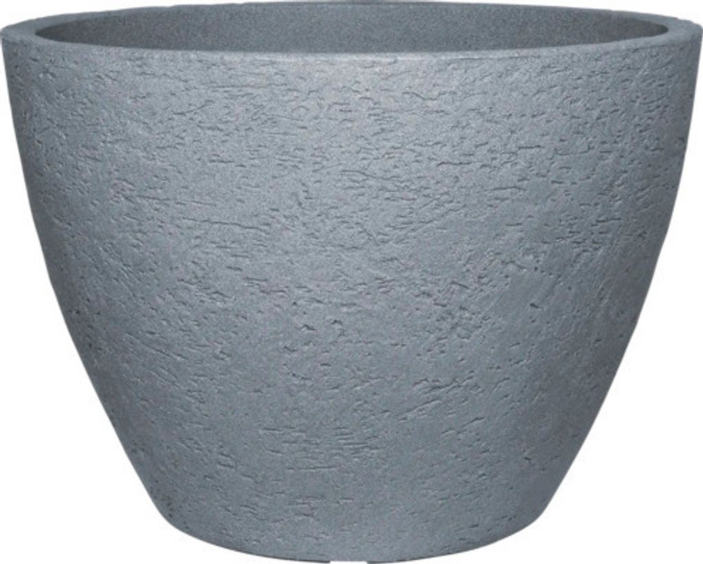 A gray, textured planter pot.