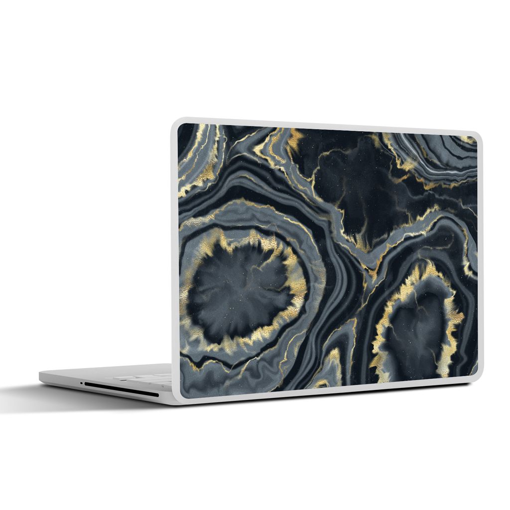 MuchoWow Laptop Aufkleber Sticker Cover Geode - Gold - Marmor - Steine 30x22 cm - Laptop-Sticker