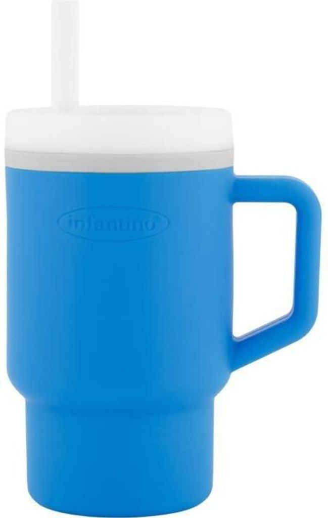 Infantino Meine erste Tasse, Silikon, 255ml, Ocean Blue, Auslaufsicherer Strohhalm