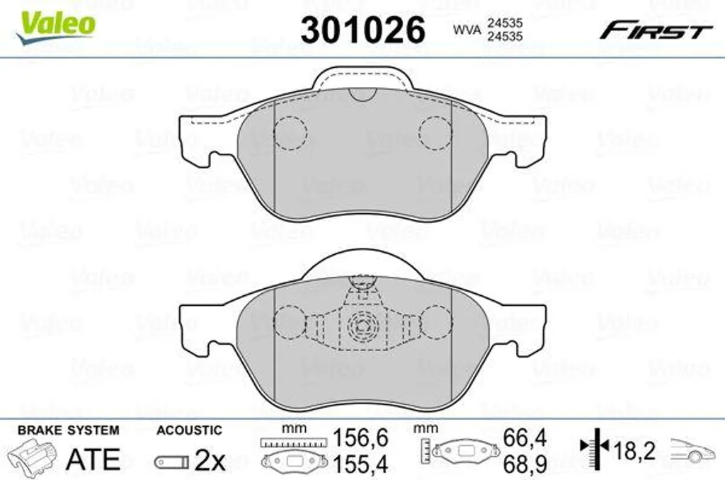 Plaquettes Frein Valeo 301026 Haute Résistance pour Polo 9N et Fabia