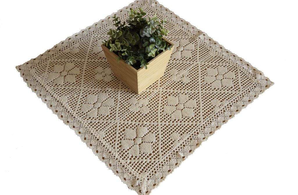 Nappes carrées en dentelle beige 60x60 carré crochet Image du produit 