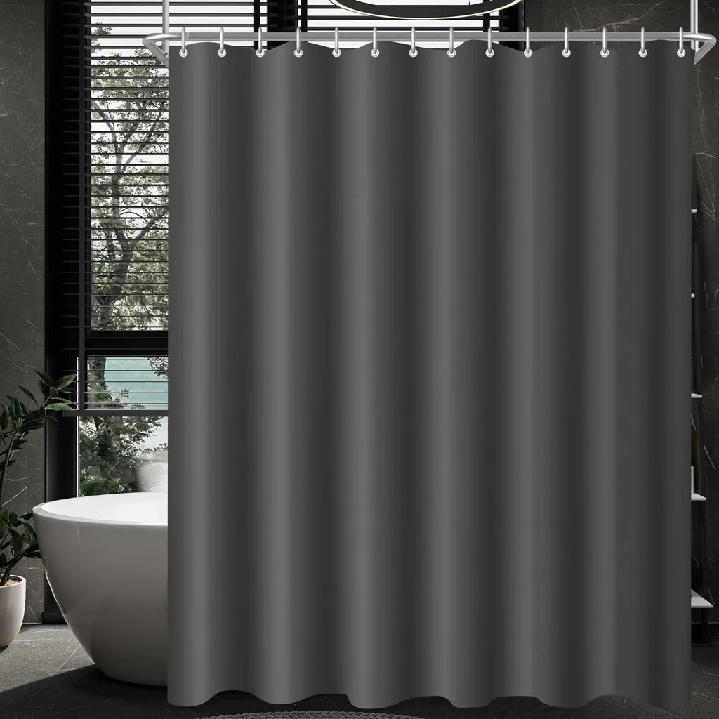 Tenda da doccia 200x180cm grigio scuro, orlo appesantito, antimuffa, idrorepellente