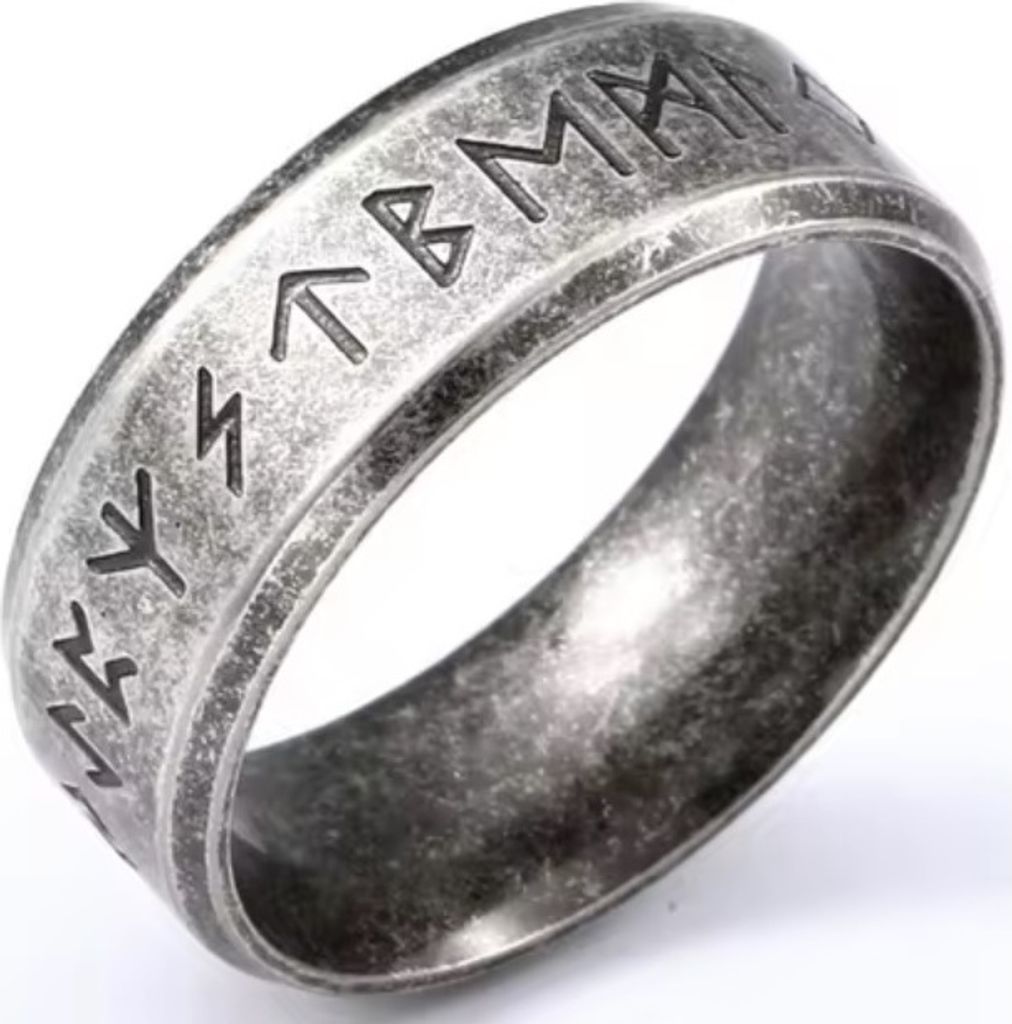 Norse Viking Ring - Silberner Herrenring mit Runensymbolen KP31895