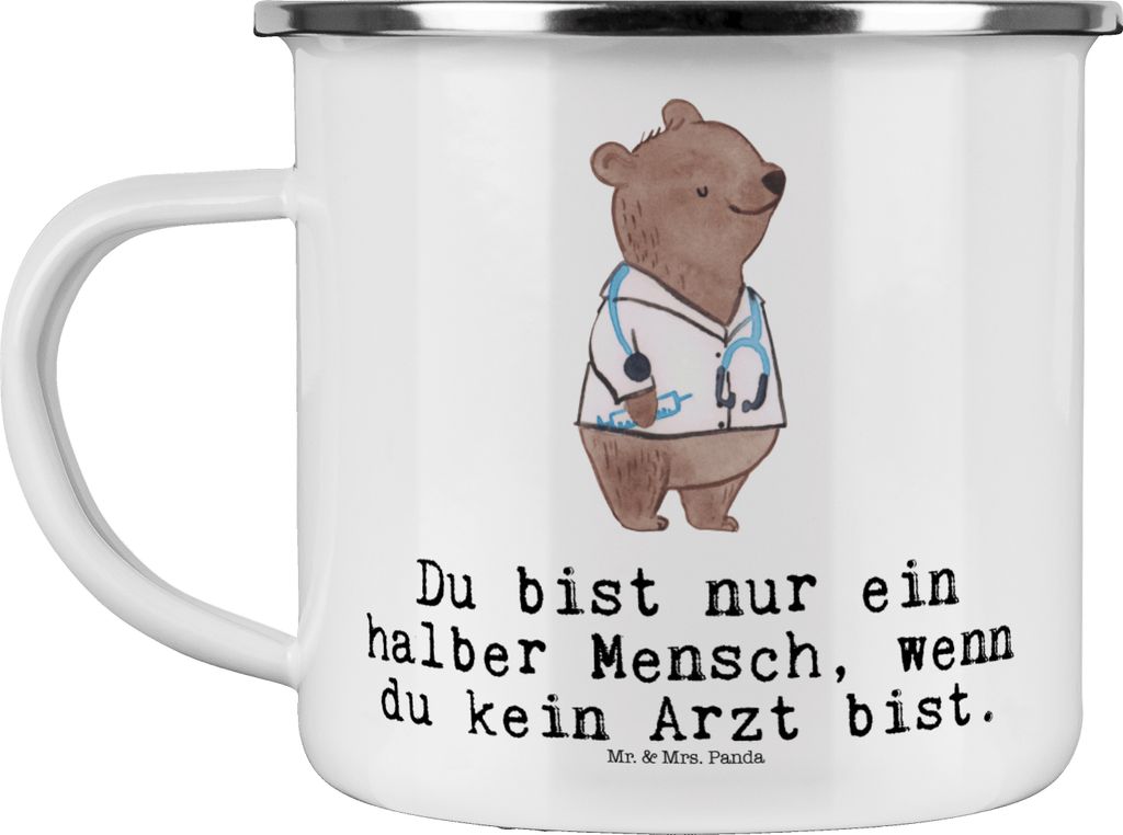 Mr. & Mrs. Panda Emaille Tasse Arzt Herz - Weiß - Geschenk, Pott, Krankenhaus, Beruf, Spruch, Arztpraxis, Teetasse, Kaffeepott, Haferl, Becher