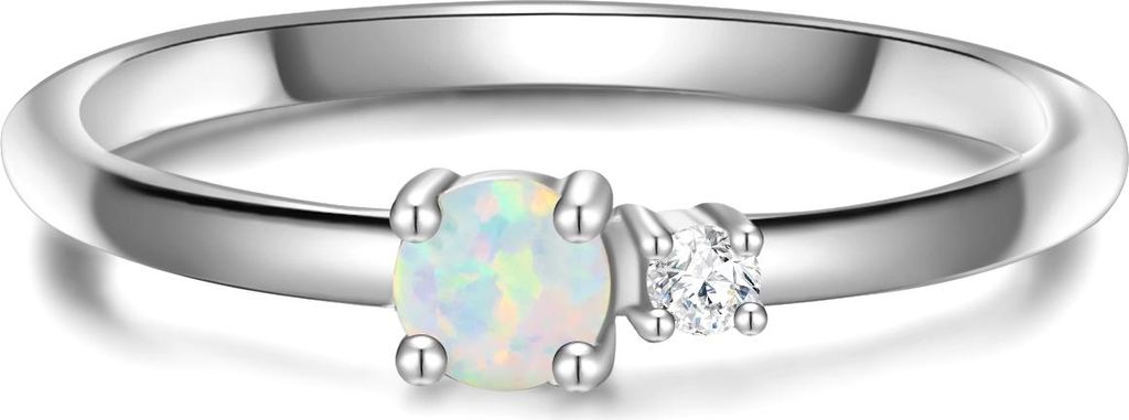 Ring Sterling Silber Opal (synth.) Zirkonia weiß 54