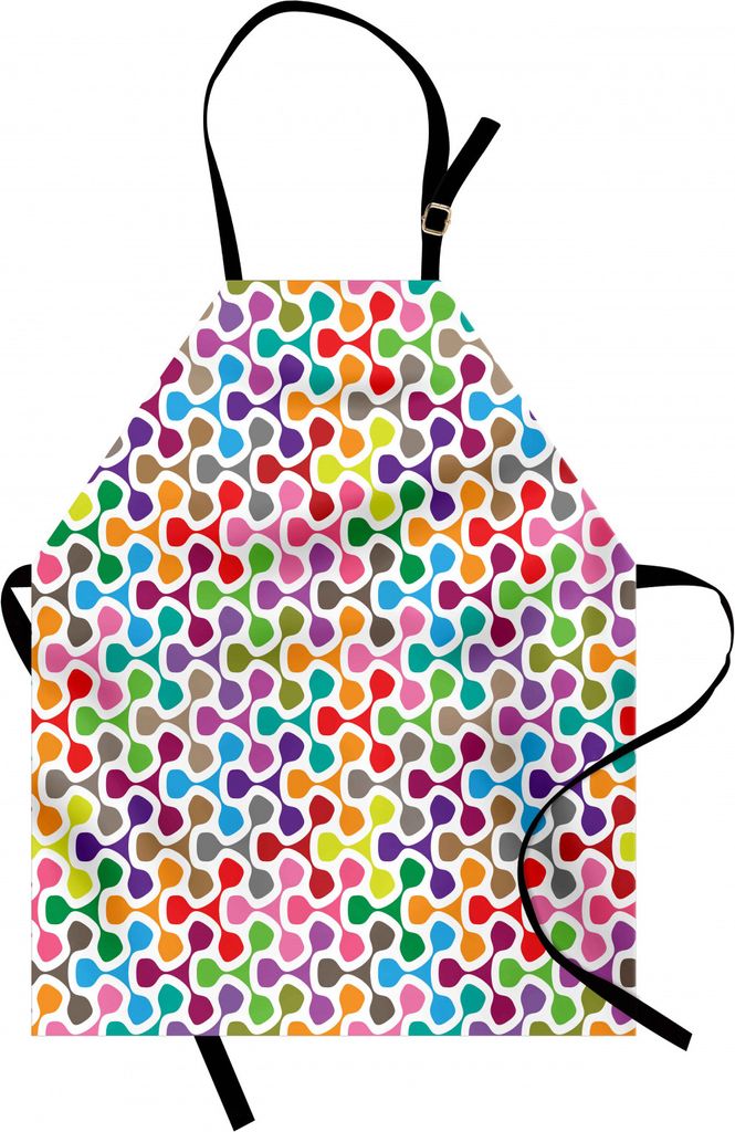 ABAKUHAUS Bunt Kochschürze, Bunte Muster mit der Kurven-Geometrie, die kreatives dekoratives Artful Design zujubelt, Farbfest Höhenverstellbar Wa...