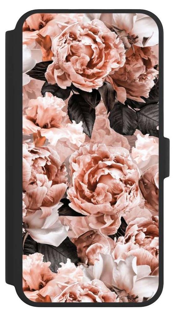 NIVOCASE Klapphülle für Apple iPhone 16 Pro Max Handyhülle aus Kunst Leder NIVOflip schwarz Blume Rose Vintage