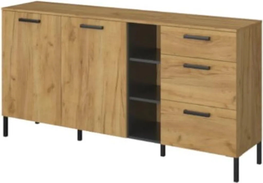 Grande commode de rangement Santes robuste en bois et métal noir - 2