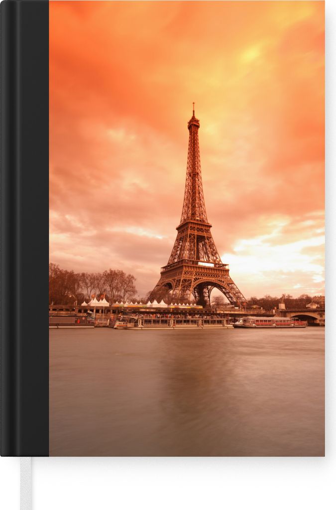 MuchoWow Notizbuch Tagebuch Haushaltsbuch Notebook A5 Eiffelturm - Paris - Himmel - Notizblock - Notizheft - Notebook - Schreibblock - Papier