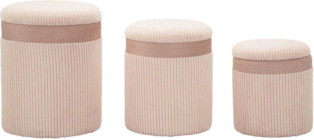 Pouf con contenitore 3 pezzi cm ø 40x49-35x42-31x38 Immagine del prodotto 