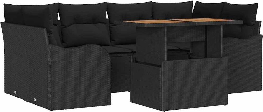 "WINTER SALE" Garten-Sofa-Set - elegantes Design - Sitzgruppe mit Sofa, Tisch - mit Speicher 7 pcs Schwarz Poly Rattan - Terassenmöbel NeuMöbel59...
