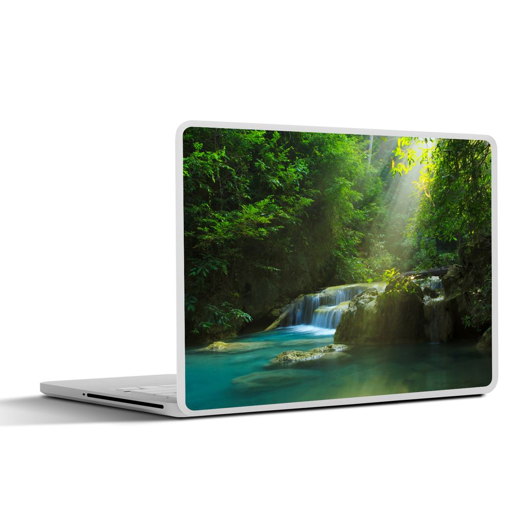 MuchoWow Laptop Aufkleber Sticker Cover Dschungel - Wasserfall - Pflanzen - Jungen - Mädchen - Kinder 31x22.5 cm - Laptop-Deko