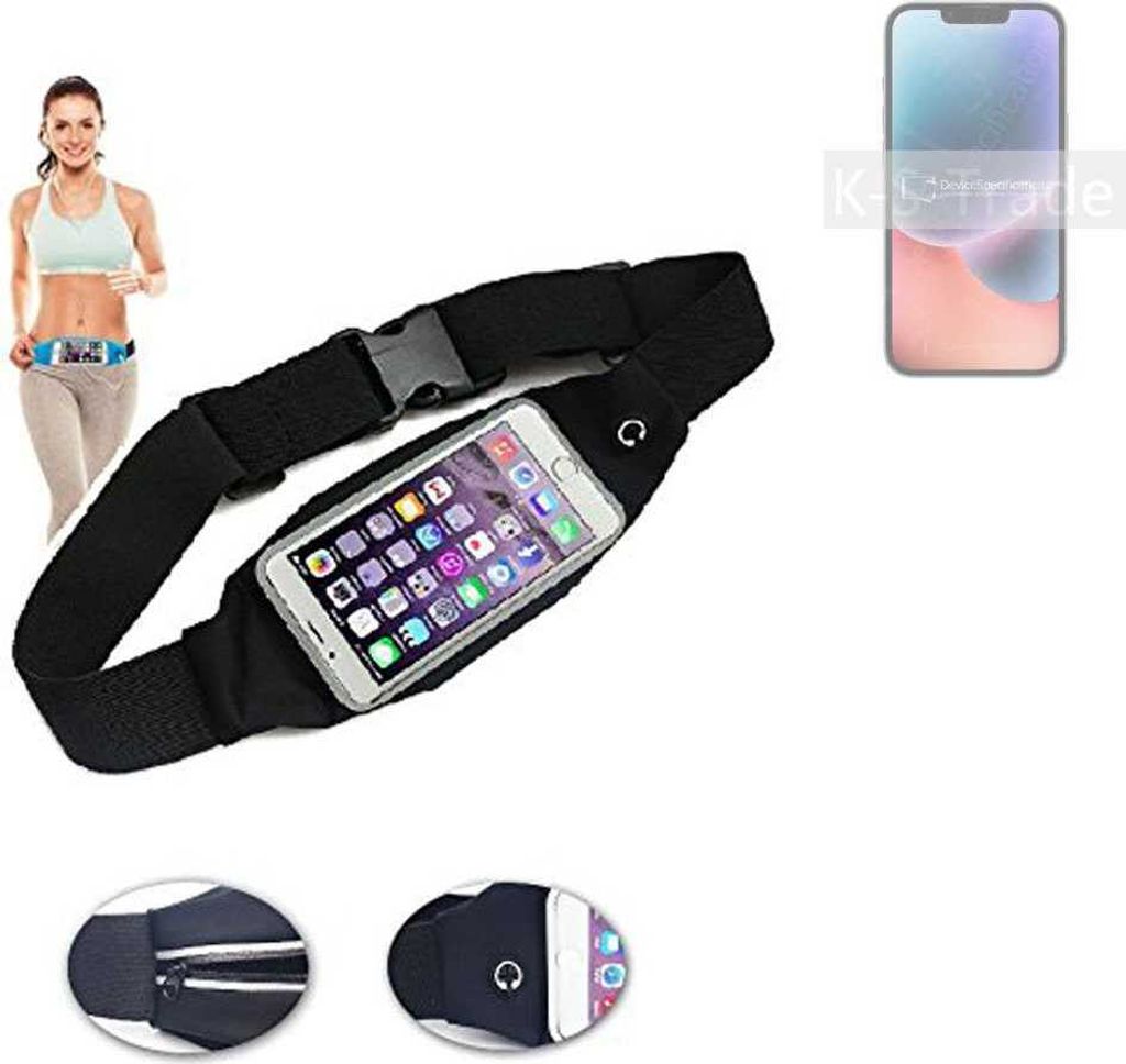 K-S-Trade Jogging-Armband kompatibel mit Apple iPhone 14 Gürteltasche Umhängetasche Bauchtasche schwarz Sport Running Jogging Fitness Laufen