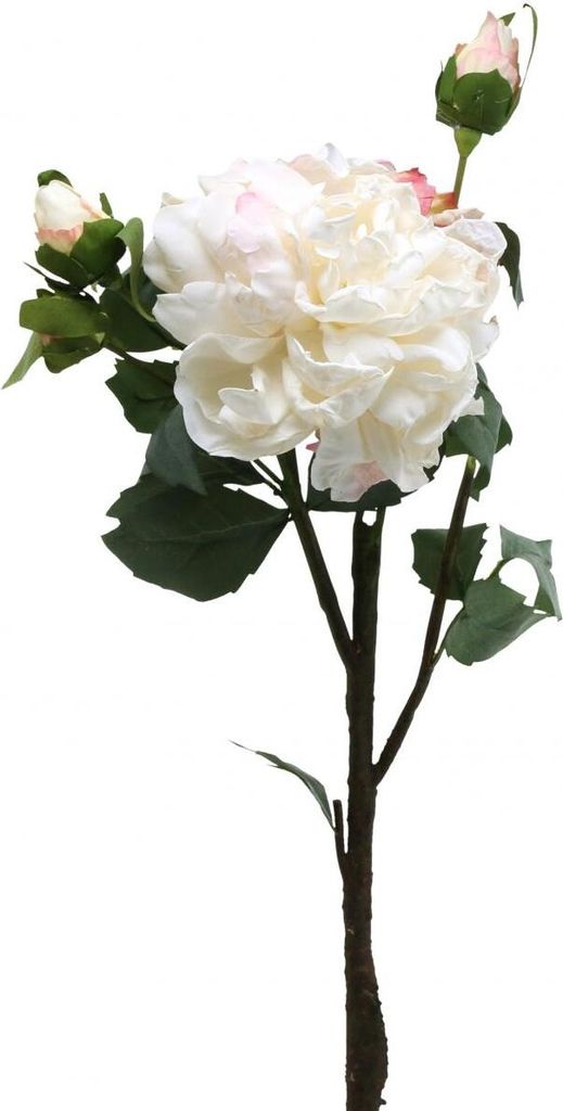 Weiße Rosen Kunstblumen 57cm mit Knospen Dekoration elegant langlebig