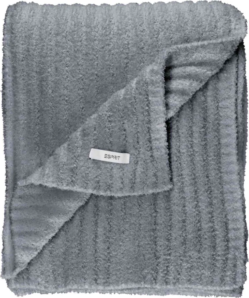Esprit Wohndecke Cuddle Grigia 130x170cm | Plaid Morbido Divano