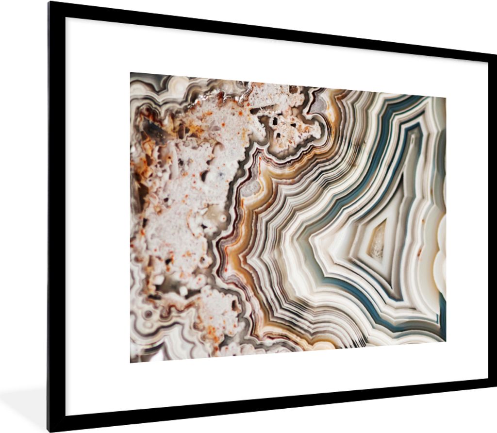 MuchoWow Gerahmtes Poster Edelsteen - Marmer - Natuur - Abstract 80x60 cm - Poster mit Schwarzem Bilderrahmen Wandposter Rahmen Foto Bilder