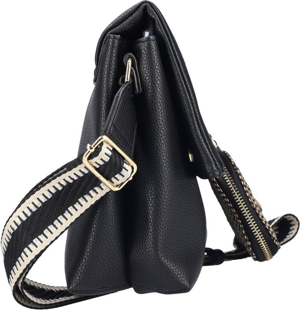 Rieker Damen Umhängetasche mit breitem Gitarrengurt und kleiner Tasche H1612, Farbe:Schwarz