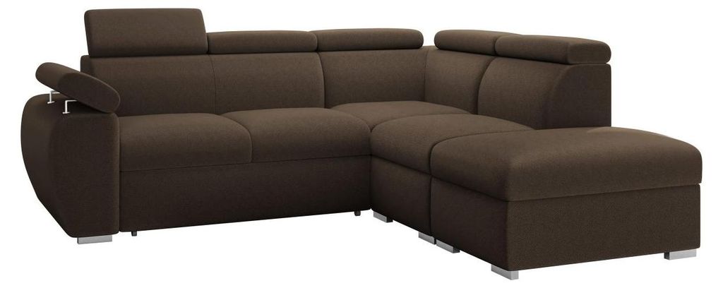 MIRJAN24 Ecksofa Boston 2RR1P, Eckcouch mit zwei Bettkästen und Schlaffunktion, Verchromte Metallfüße, Einstellbare Kopfstützen (Farbe: Paros 4...