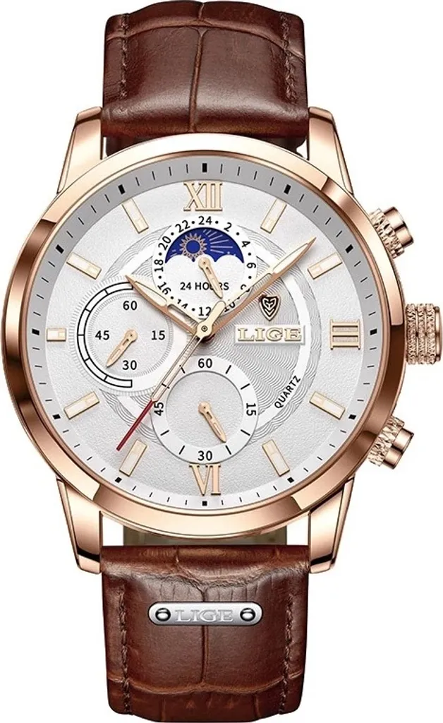 Montre Homme LIGE Ralf : Alliez Style et Robustesse en Marron et Doré