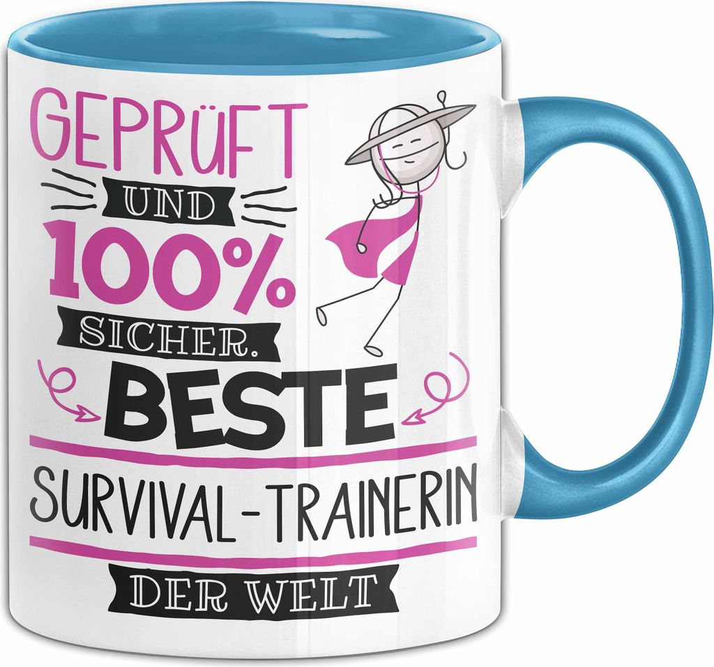 Survival-Trainerin Geschenk Becher Tasse Gott Schuf Alle Menschen Gleich Nur Die Besten Durfeten Survival-Trainerin Werden Geschenkidee Lustig (Blau)