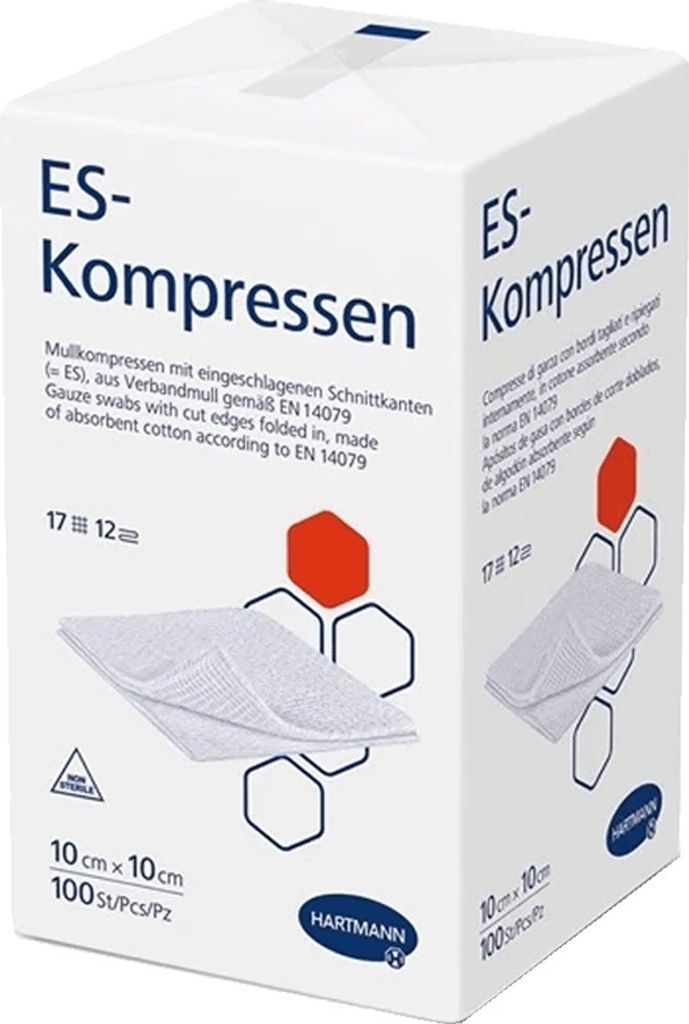ES Kompressen 10x10cm unsteril 8fach (100 Stk.) Produktbild 