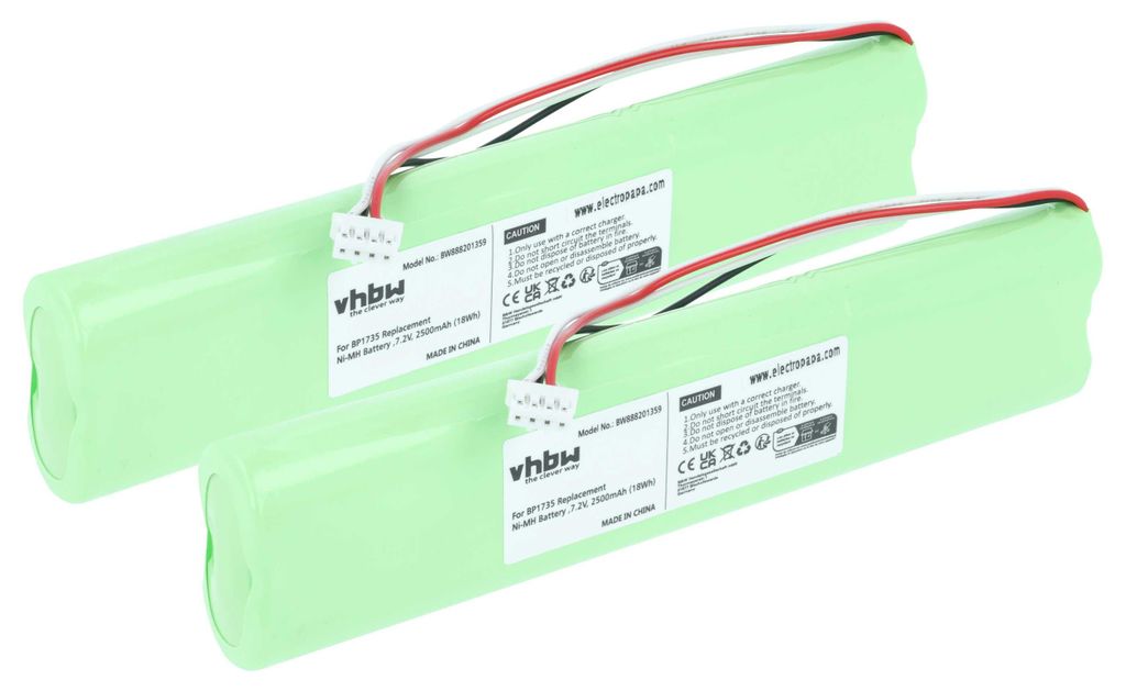 vhbw 2x Akku kompatibel mit Fluke Biomedical Varta, P-1505 Multimeter Multimeter, Messgerät (2500 mAh, 7,2 V, NiMH)