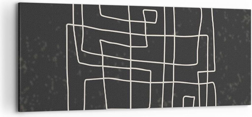 Bild auf Leinwand - Leinwandbild - Einteilig - Schwarzweiß Labyrinth Linie - 120x50cm - Wand Bild - Wanddeko - Wandbilder - Leinwanddruck - Bilder...