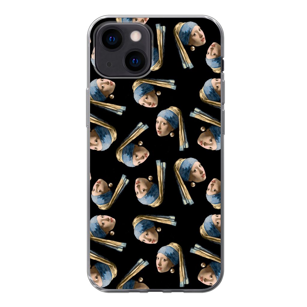 MuchoWow Handyhülle Schutzhülle Hülle für iPhone 13 mini Das Mädchen mit dem Perlenohrring - Muster - Vermeer Silikon Softcase Handy Hülle ...