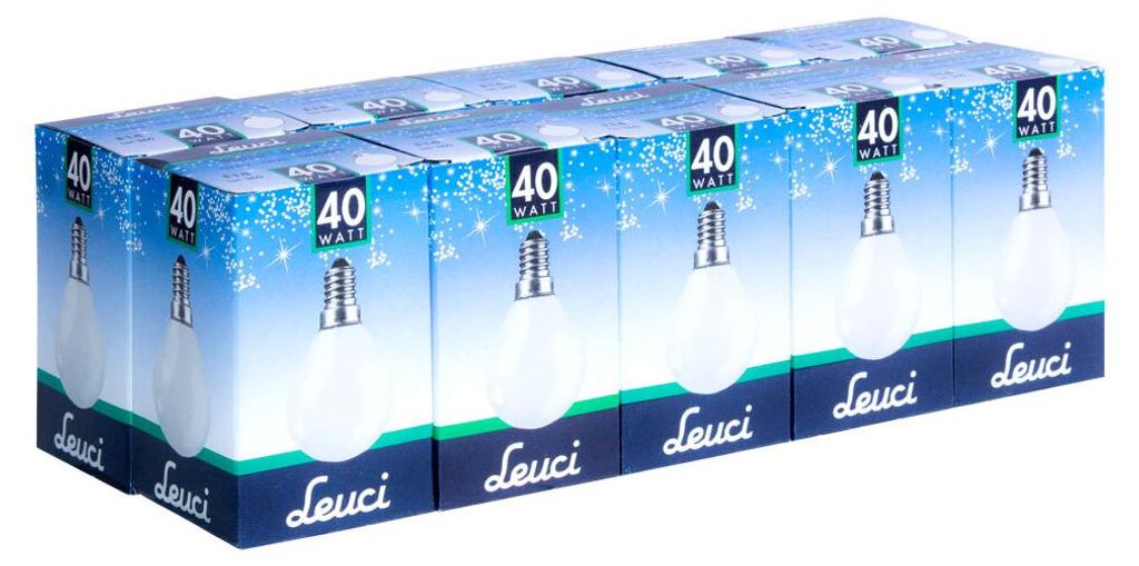10 x Leuci Glühbirne Tropfen 40W E14 Opal Weiss MATT Glühlampe 40 Watt Kugellampe warmweiß dimmbar