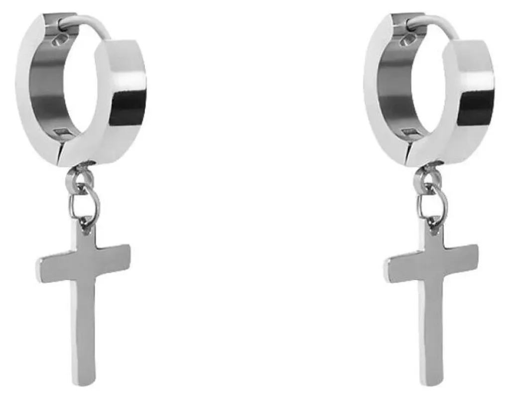 Boucles d'oreilles Stroili Modèle 1666492 en Acier Argenté avec Croix