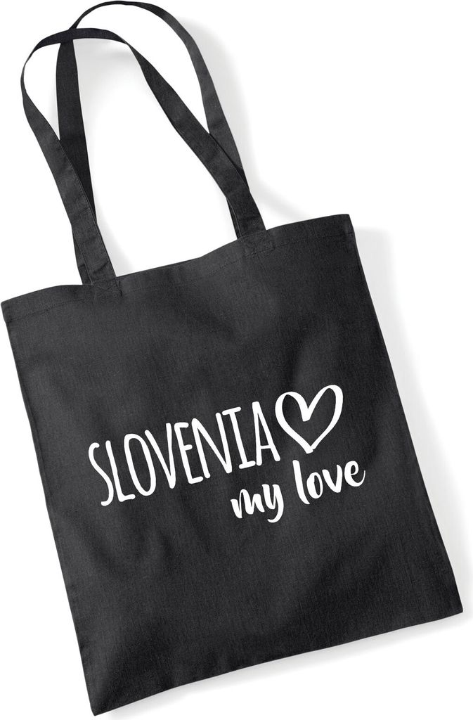 Huuraa Jutebeutel Slovenia my love 10 Liter Black Baumwolle Tasche Geschenkidee