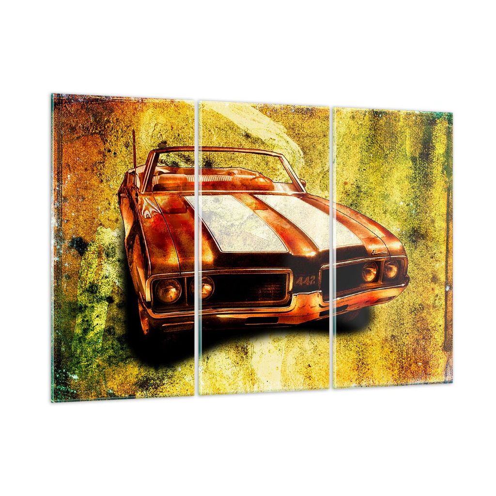 Bilder auf glas - Auto Geschwindigkeit Cabriolet - 105x70cm - Glasbilder - Wandbilder - Kunstdruck - zum Aufhängen bereit - Wanddekoration aus Gla...