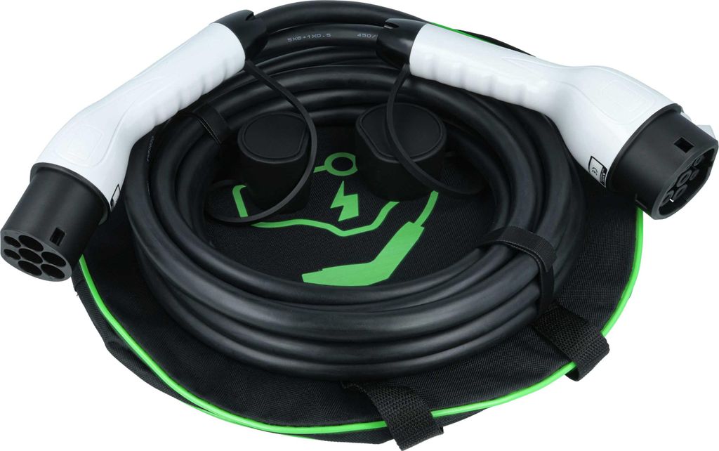 vhbw Typ 2 Ladekabel 22 kW 32 A 3-phasig 7 m für E-Auto - Kabel für Wallbox & Ladestation