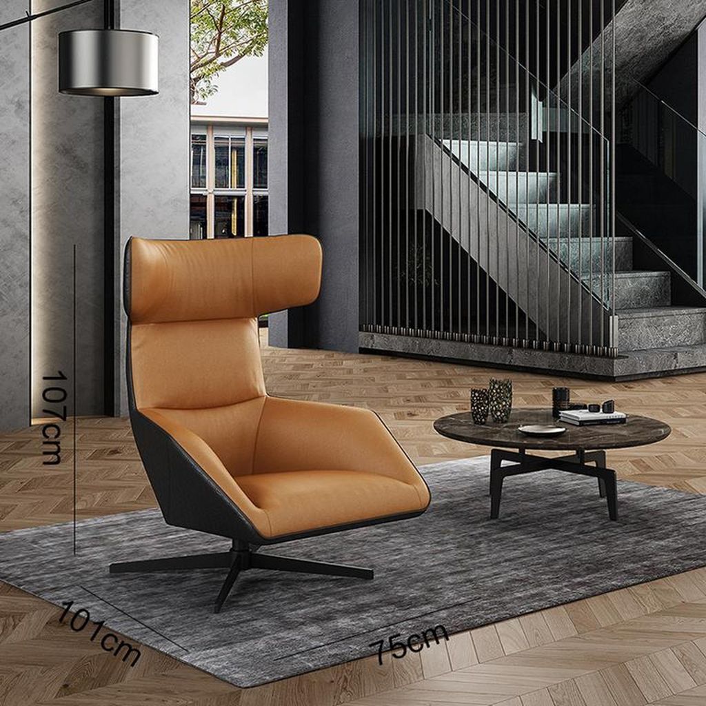 Blauer Sessel Luxus 1-Sitzer Ledersessel Polstermöbel Wohnzimmer Sitzer