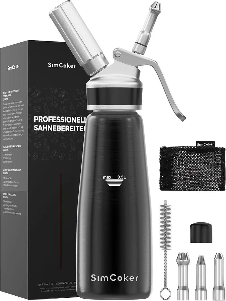 Réussir sa Chantilly Maison : Siphon Aluminium 500ml Noir Simcoker