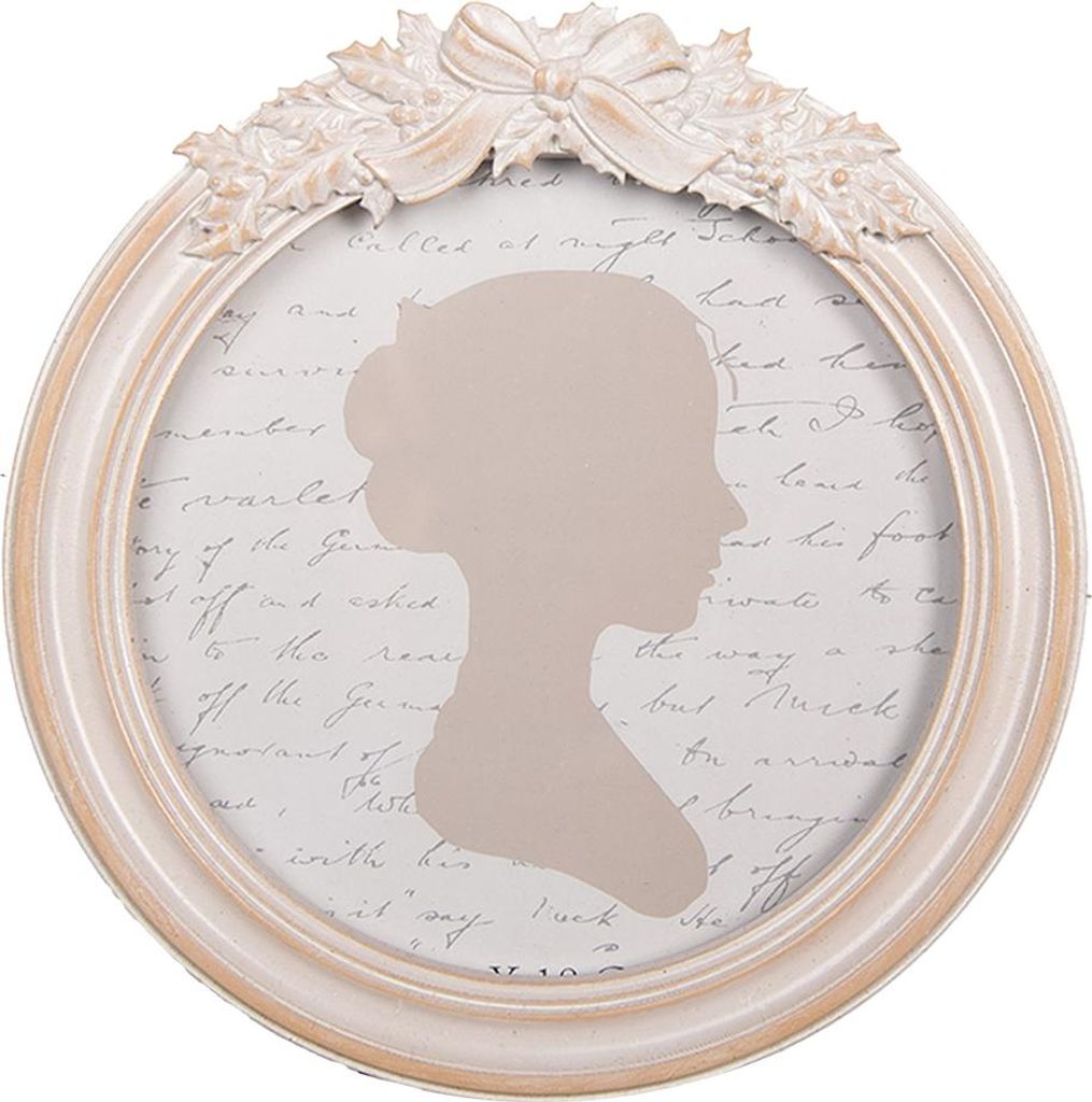 Clayre & Eef Bilderrahmen Ø 13 cm Beige Kunststoff