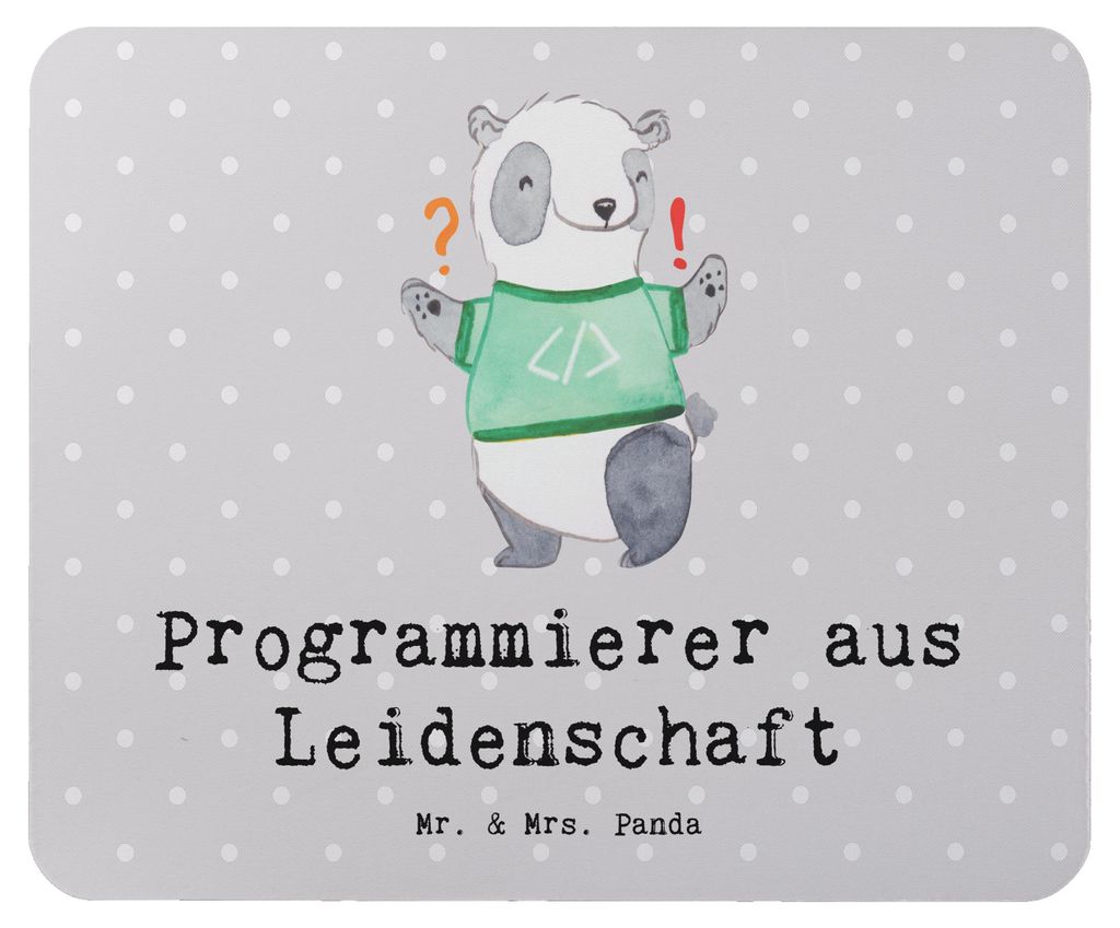 Mr. & Mrs. Panda Mauspad Programmierer Leidenschaft - Grau Pastell - Geschenk, Nerd, Mousepad, laptop, pc, mousematte, Softwareingenieur, Mouse Pad...