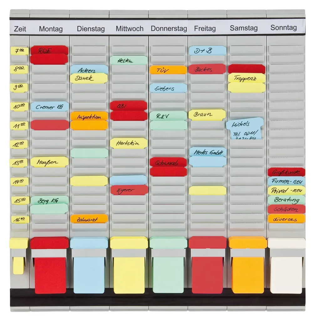 Planning à Fiches en T OfficePlaner 47x49 cm 7 Modules de 20 Schlitzen