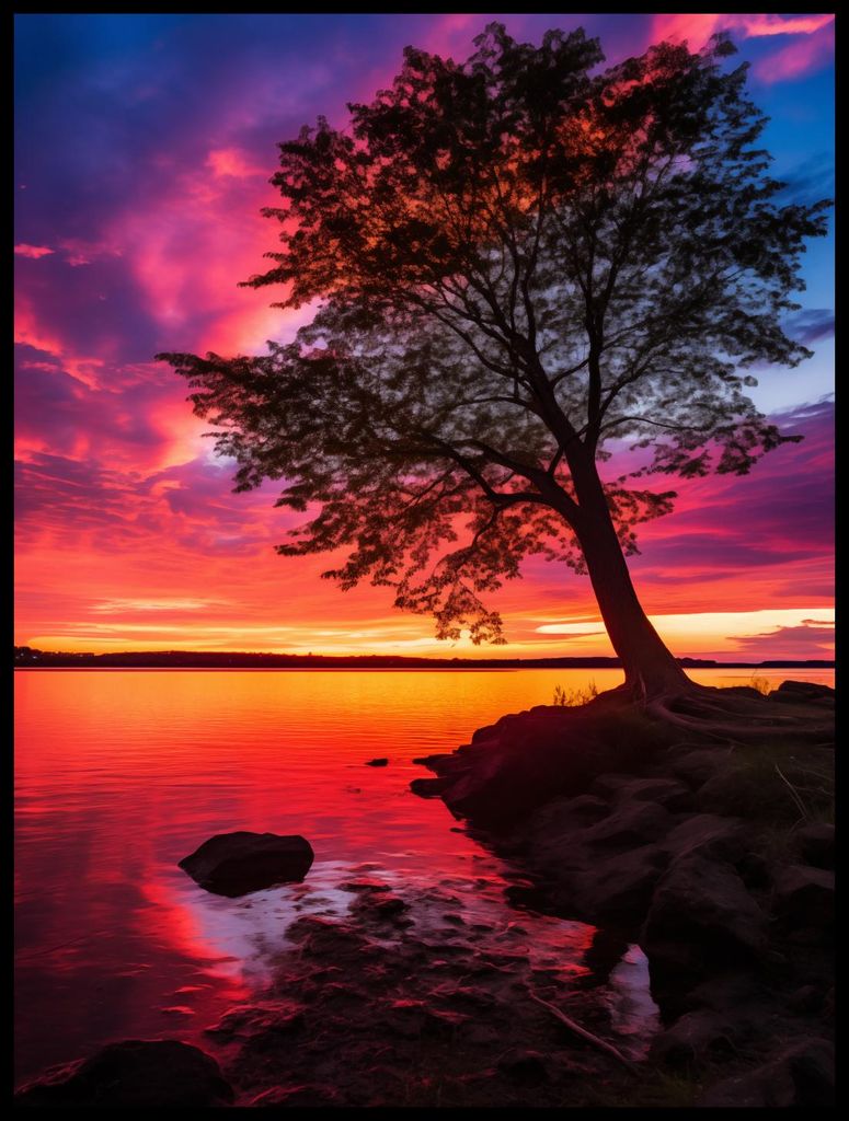 Plakat 60x80cm Dämmerung über Wasser