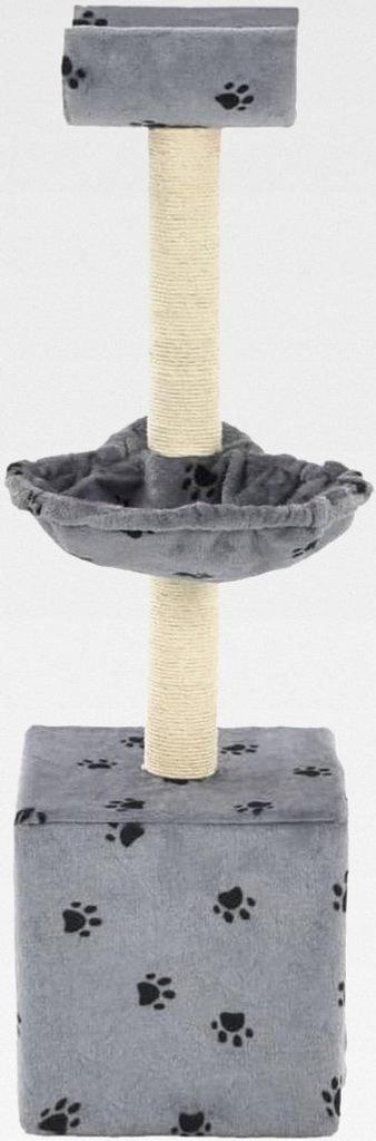 Katzen-Kratzbaum mit Sisal-Säulen 105 cm Pfoten-Aufdruck Grau Katzenmöbel für kleine und große Katzen