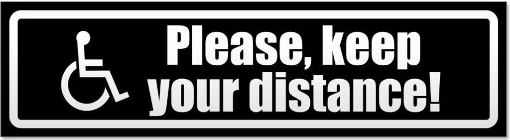 Please Keep Your Distance invertiert Magnetschild Schild magnetisch - 30cm Schwarz - Magnetfolie für Auto PKW Kfz