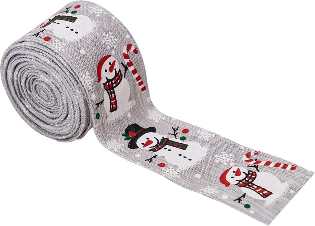 Weihnachtsband mit Schneemannmotiv, rustikales Feiertagsband mit Drahtkante zum Verpacken von Geschenken, DIY-Weihnachtsbaumschleifen, Kränzen, Ba...