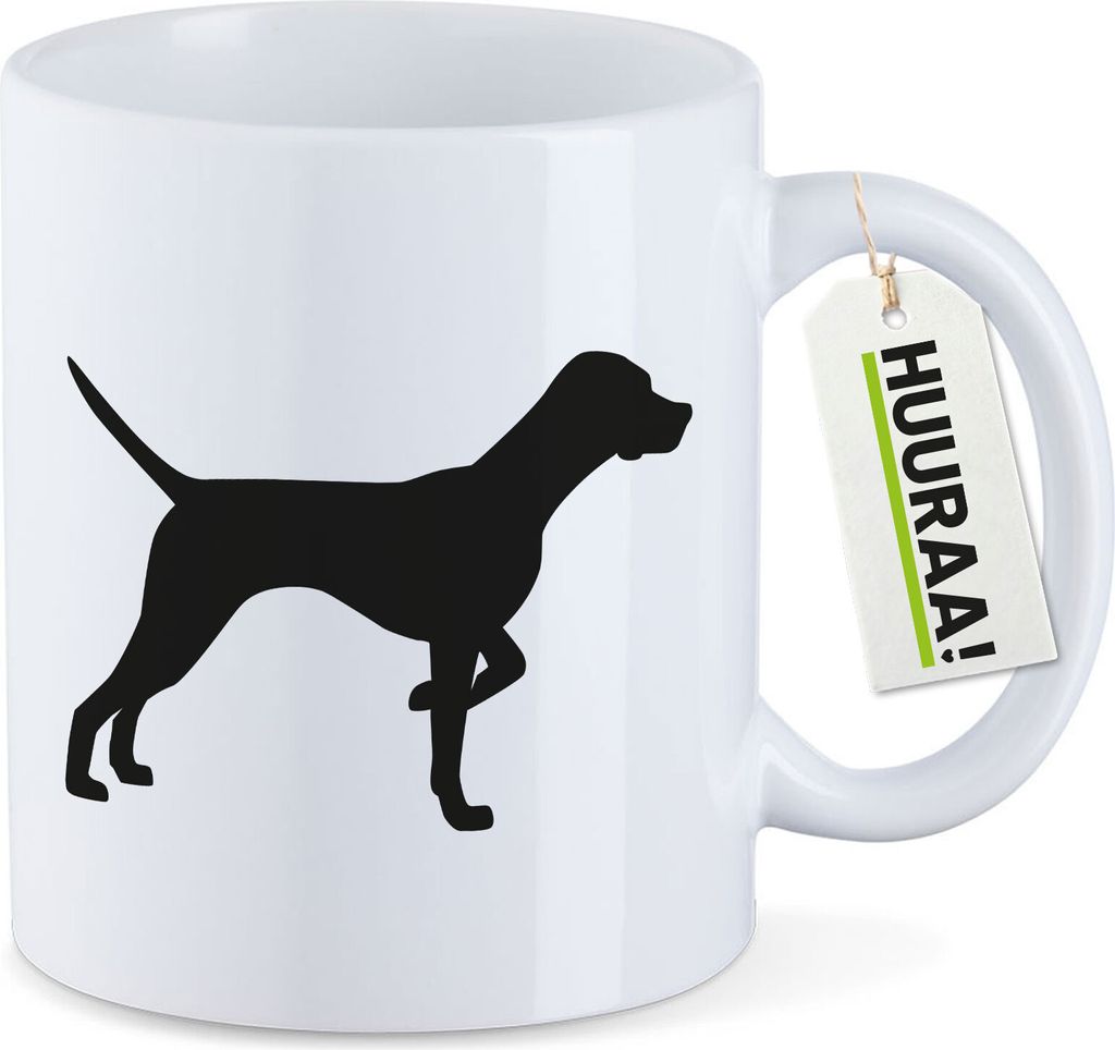 Huuraa Kaffeetasse English Pointer Silhouette 330ml Weiß Keramik Kaffeebecher Geschenkidee