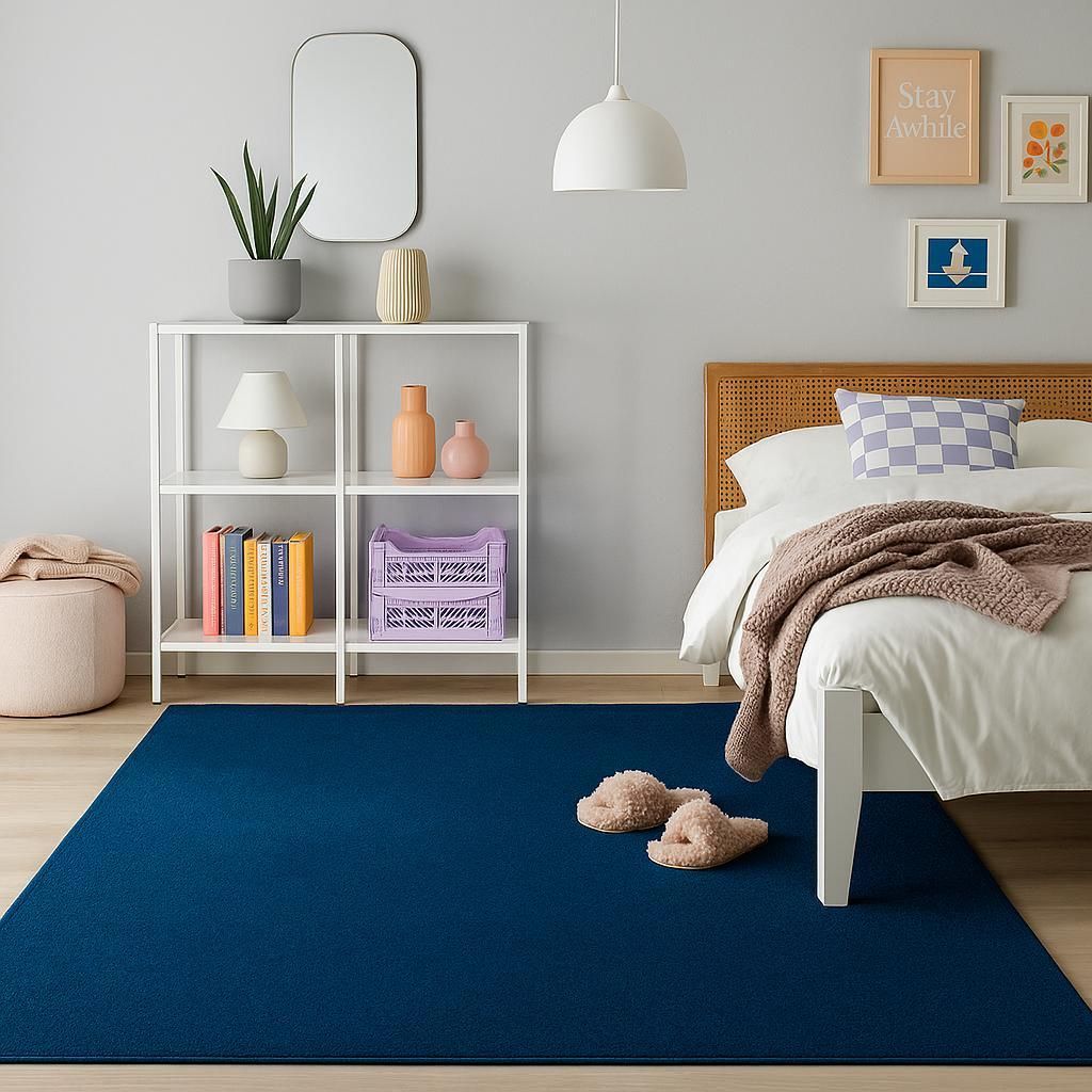 Velours Kinderteppich Joy Kids Dunkelblau, Größe:400x400 cm