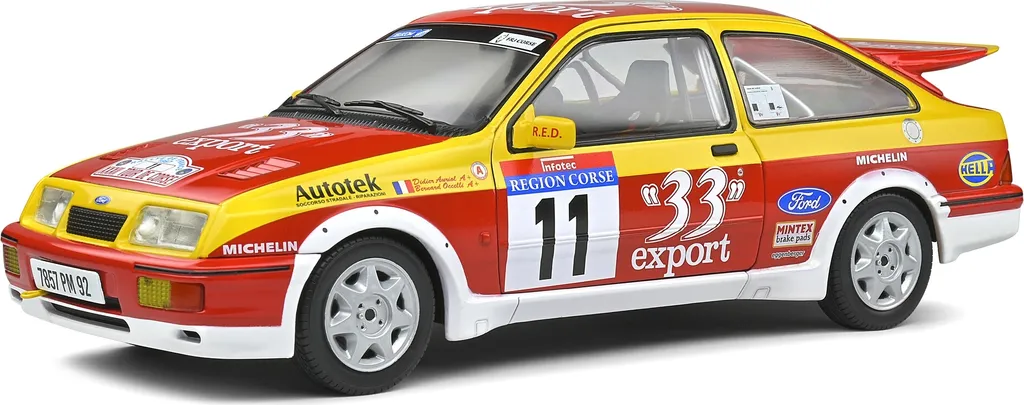Ford Sierra Cosworth 1:18 n11 - Trouvez enfin la Miniature Rare Rouge Jaune